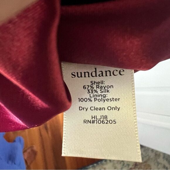 Sundance Velvet Renaissance red velvet floral long sleeve dress size Small - Picture 6 of 6